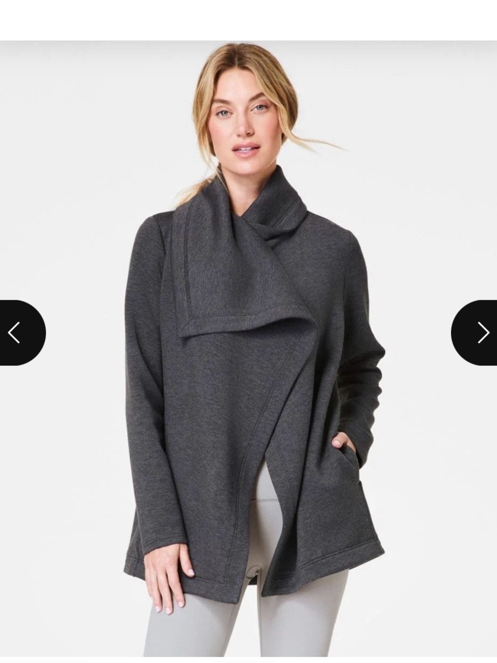 SPANX Charcoal Gray Draped Open-Front Sweater Cardigan